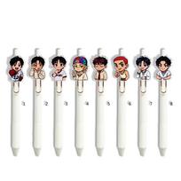 8pc Stray Kids Kpop Theme Gel Pen, Cute Cartoon Character Acrylic Topper Ballpoint Pen, Writing Stationery Gift for SKZ Fans, Back to School Supplies 8pcs
