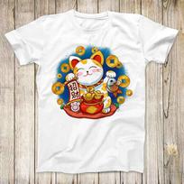 Maneki Neko Smiling Face Lucky Cat Funny Top Tee Best Seller Birthday Gift Men Women Unisex T-Shirt 3238 S
