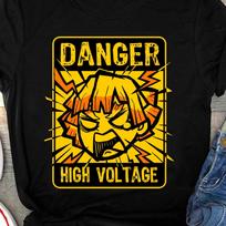Zenitsu Chibi Demon Slayer Anime Shirt, Kimetsu No Yaiba Zenitsu Agatsuma Slayer Corps Shirts, Tanjiro Kamado, Nezuko Manga TShirt 4XL