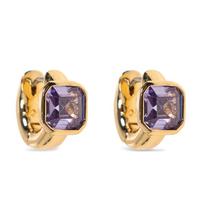 Charm Thick Round Circle Zircon Hoop Earrings Mini Green Square Crystal Stainless Steel Statement Huggie Jewelry Wedding Gift violetinė