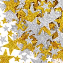 100pcs/bags Glitter Foam Star Stickers Gold Silver Self-Adhesive for DIY Crafts Scrapbooking Party Holiday Decoration Supplies 0.5inch ,0.7inch,1.57inch gray