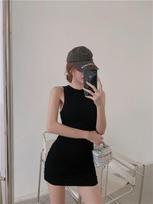 Summer Sexy Spice Girl Style Sleeveless Vest Dress Women's Korean Edition Design Sense Niche Slim Skinny Hip Wrap Short Skirt S juoda