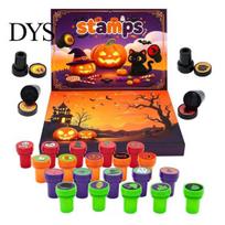 Halloween Party Favors Advent Calendar 2026, 24 Self Inking Stamp Set for Kids, Pumpkin Shaped Stamps Witch Castle Spider Craft, Favor DIY Gift Decor 1 Set