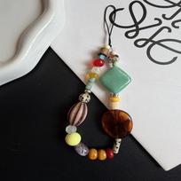 Retro Green Diamond Bead Phone and Camera Lanyard Ornament Green Diamond Bead Lanyard
