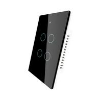 WiFi+RF Tuya APP Remote Control Wall Touch Smart Light Switch Works with Alexa Voice Assistants 4 Gang Black Smart Switch 118mm*72mm&US Standard juoda