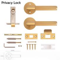 US Luxury Matte Black/Gold Heavy-Duty Solid Brass Privacy Passage Lever Door Handle Deadbolt Handle With Integrated Cylinder (as the picture,Brass)