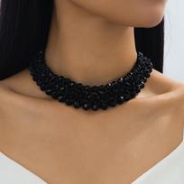 Black Beads Woven Choker Necklace For Women To Wear On Vacation Stages And Music Festivals Fashion Jewelry Hot Sale Party Gift juoda