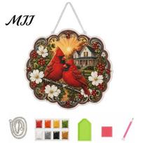 Office Desk Craft Cardinals & Sunrise Diamond Painting DIY Kit, Acrylic Diamonds Hanging Decoration with Bedroom Kit Pre-Printed Pattern Colorful A