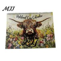 Academic Year Schedule Planner Highland Cow Calendar 2027, 12 Month Wall Hanging with Appointment Large Daily Blocks, Home Office Organizer, 1pc