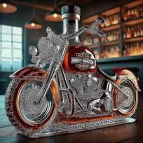 Viskio butelis Motociklo formos 11 oz Naujoviškas stiklinis grafinas 3D graviravimas Kūrybiškas Vyrams Motociklininkui/alkoholio mėgėjui Kolekcionieriui xj1