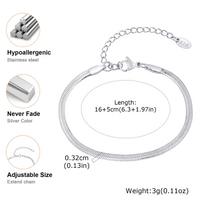 Fade-proof Stainless Steel Silver Color Herringbone Flat Snake Chain Bracelet for Women Minimalist Jewelry