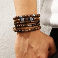Bohemia Wood Beads Multi-layer Bracelets Retro Men Tree of Life Stretch Bracelets Hip Hop Men Party Jewelry Accessories