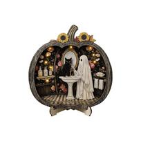 Wooden Desktop Decoration 20cm Halloween Decorative Plate Funny Halloween Ornaments  Desk 20cm StyleB