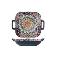 Colorful Bohemian Ceramic Plate Square Salad Dish Creative Fruit Plate  Microwave Style D
