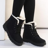 Women Boots Warm Fur Ankle Boots Women Winter Boots Black Heels Snow Botas mujer Elegant Heeled Shoes Winter 44 juoda