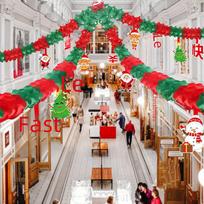 Kalėdinio papuošimo rinkinys : Traukite Gėles ir Vėliavėles darželiui ir prekybos centrų ekspozicijoms Christmas Honeycomb Garland raudona/žalia
