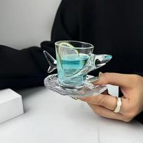 50ML Shot Glass For Whiskey Liquor Vodka Animal Shark Turtle Polar Bear 3D Relief Glass Cup With Saucer <50ml