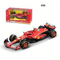1:43 mastelio 2024 m. Ferrari SF24 F1 automobilis su metaliniais lenktyninių transporto priemonių modeliais, pažymėtais numeriais 16 ir 55, kolekcionieriams No.16 red
