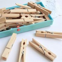 Raw Birch Wood Clips: Colorful DIY Photo Wall Message Clips for Kindergarten & Pastoral Style Storage. 08-02