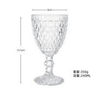 Europos raižytas vyno taurė Storas spalvotas stiklas Aukšta koja Sulčių puodelis Retro raudonojo vyno taurė 201-300ml white