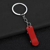 Creative Skateboard Mini Metal Cute Keychain Enthusiast Skate Pendant Key Ring Accessories Personalized Keyring Lover Small Gift raudona
