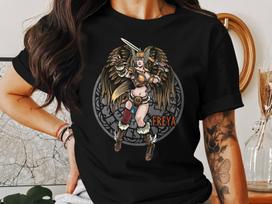 Freya Norse Goddess T-Shirt, Nordic Mythology Deity Tee, Viking History Shirt, Norse Gods Apparel, Norse Religion Clothing L