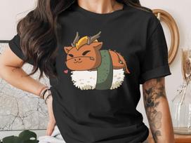 Cute Sushi Year of the Dragon T-Shirt, Japanese Anime Gift, Kawaii Anime Sushi Shirt, Cute Japan Manga Art M