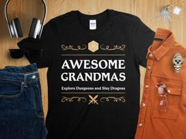 Awesome Grandmas Dungeons Tabletop RPG Roleplaying Dragons D20 Shirt for D&D Fans DND Gamer T-Shirt S