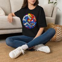 Pop Mosaic Tide Lite Tee | The Great Wave Series XXVII | Colourful Pop Art Wave Shirt | Graphic Ocean Tee M