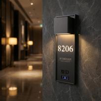 Custom Apartment Door Number Plate House Number Plates with Light for Dormitory Apartment Hotel (Black,Stainless Steel)