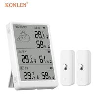 Smart WiFi ABS Thermometer Hygrometer 2 Sensors 50-100m Range Remote Indoor Outdoor Temperature Humidity Monitor for Home Battery not included