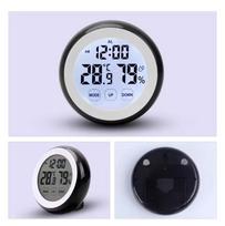 Round Touch Screen Thermometer Hygrometer with Clock Backlight for Home Indoor Use juoda