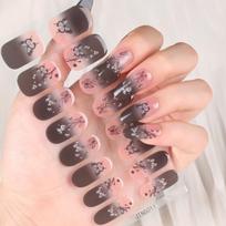 Factory Direct Source Jiutian Gel Nail Stickers DIY Simple Gray Flower and Butterfly Semi-baked Lamp UV Nail Stickers