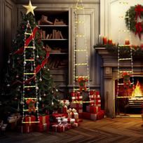 Santa Claus Climbing Ladder Christmas Tree and Window Decoration Lights 1.7m Ladder šilta balta spalva