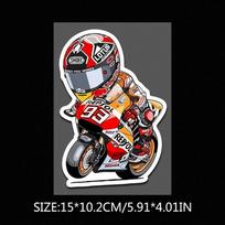 Creative anime motorcycle and rider personalized car laptop stickers, car motorcycle bicycle sun protection and waterproof stickers decoration 15x13.6cm