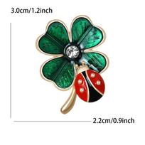 Fashion Enamel Ladybug Four Leaf Clover Brooches For Women Unisex 2-Color Enamel Grass And Beetle Brooch Pins Gifts A2