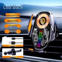 Q6 RGB Sound-Reactive Wireless Charging Car Phone Holder with Foldable Screen and Unobstructed Lens Design juoda