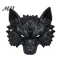 Comfortable Animal Costume Mask Halloween Wolf Mask, Embossed Werewolf Face for Cosplay Party, Lightweight Latex Adjustable Strap Adults, Trick juoda