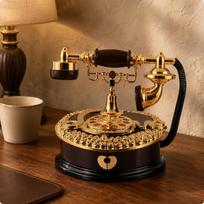 Antique Telephone Music case Vintage Ornate Detailing Phone Ornament Brown Heart-shaped