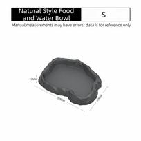 Imitation Rock Design Reptile Feeder Bowl ABS Resin Feeding Bowl Dish  Tortoise Lizard grey-S