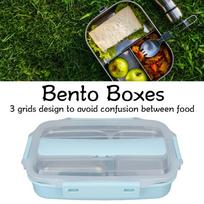 304 Stainless Steel Insulated Lunch Box 1.2L Food Storage Container Bento Lunch Box  For Picnics mėlyna