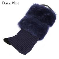 Women Cover Accessories Leg Warmer Cuffs Toppers Trim Fur  Crochet Knit Boot Socks tamsiai mėlyna spalva