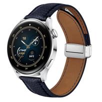 Leather Strap for Samsung Watch 4/5/6 40mm 44mm 5 Pro 45mm Magnetic Buckle for Galaxy Watch 6/4 Classic 43mm/47MM 42mm/46mm Band 20mm tamsiai mėlyna spalva