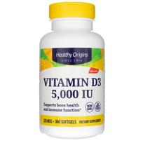 Sveikos kilmės vitaminas D3 5000 TV - 360 minkštųjų gelių