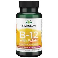 Swanson vitaminas B12 500 mcg, skirtas čiulpti, braškių - 250 pastilių