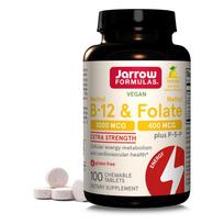 Jarrow Formulas vitaminas B12 1000 mcg + folio rūgštis 400 mcg - 100 kramtomųjų tablečių