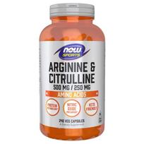 Now Foods L-argininas 500 mg ir L-citrulinas 250 mg - 240 kapsulių