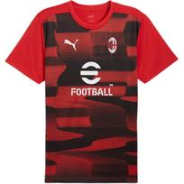 Puma Ac Milan Series Ss24 Brand Logo Sweat-Absorbing Round Neck Team Fit Short Sleeve T-Shirt Men T-Shirts Black Red 777712-01 S
