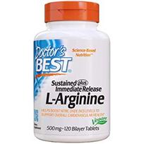 DOCTOR'S BEST ilgalaikio ir greito atpalaidavimo L-argininas 500 mg 120 tablečių