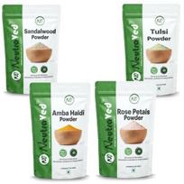 NeutraVed Tulsi (Holy Basil), Amba Haldi, Sandalwood Chandan, Rose Petal Powder For Skin and Face Combo Pack (Pack of 4x100g) 400 g